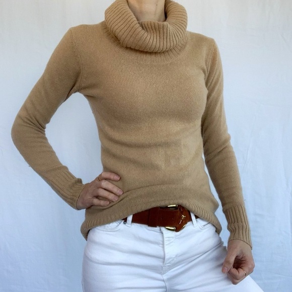 GAP mock neck Knitted sweater size S caramel tan color wool warm winter - Picture 1 of 11